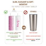 Customized Pink Glitter Tumbler with Lid and Straw