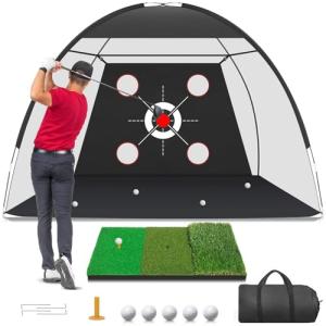 Zensouds 10x7FT Golf Net with Practice Mat