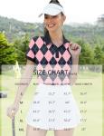 LOMON Women's Pink Plaid Golf Polo Shirt