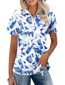 LOMON Women's Golf Polo Shirt - Geometry Blue