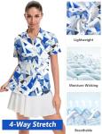 LOMON Women's Golf Polo Shirt - Geometry Blue