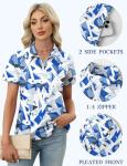 LOMON Women's Golf Polo Shirt - Geometry Blue