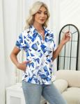LOMON Women's Golf Polo Shirt - Geometry Blue