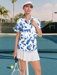 LOMON Women's Golf Polo Shirt - Geometry Blue
