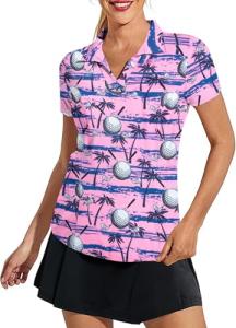 Funny Pink V-Neck Golf Shirt for Women