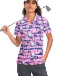 Funny Pink V-Neck Golf Shirt for Women
