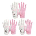 FINGER TEN Women's Golf Gloves 3 Pack - White & Pink