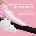 FINGER TEN Women's Golf Gloves 3 Pack - White & Pink