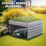 tectake® Mähroboter Garage mit Pflanzenkasten, wetterfest