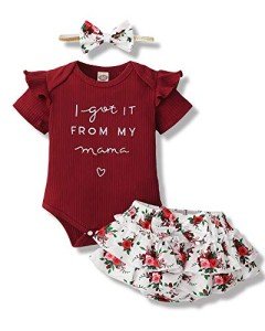 Maroon Ruffle Romper Shorts Set for Baby Girls