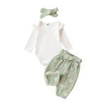 Daisy Print Rib Knit Romper & Headband Set