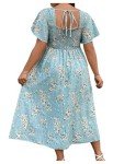 Floerns Plus Size Floral Square Neck Maxi Dress