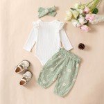 Daisy Print Rib Knit Romper & Headband Set