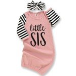 Newborn Baby Girl Little Sister Stripe Nightgown