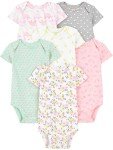 Carter's Baby Girls' 6-Pack Short-Sleeve Bodysuits