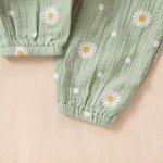 Daisy Print Rib Knit Romper & Headband Set