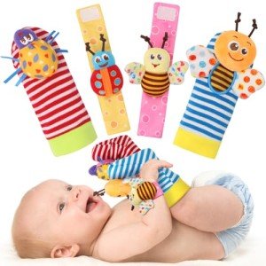 Baby Rattles and Wrist Socks Gift Set