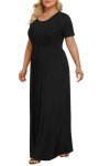 Summer Short Sleeve Plus Size Maxi Dress with Pockets