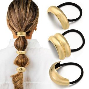 Elegant Gold Hair Ties Set - 3 Stylish Designs