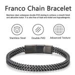 Men's Stainless Steel Franco Chain Bracelet with Clasp
