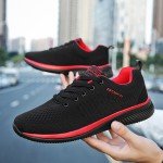 Men's Black Breathable Athletic Knit Sneakers