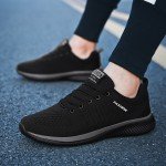 Men's Black Breathable Athletic Knit Sneakers
