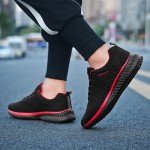 Men's Black Breathable Athletic Knit Sneakers