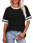 Plus Size Color Block Short Sleeve Summer Tops