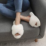 Evshine Women's Fuzzy Open Toe Memory Foam Slippers