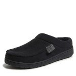 Dearfoams Men's Black Microfiber Suede Clog Slipper