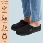 Dearfoams Men's Black Microfiber Suede Clog Slipper