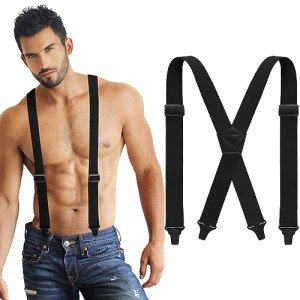 Janmercy Heavy Duty X Back Work Suspenders (Black)