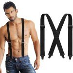 Janmercy Heavy Duty X Back Work Suspenders (Black)