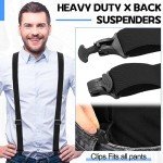 Janmercy Heavy Duty X Back Work Suspenders (Black)