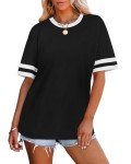 Plus Size Color Block Short Sleeve Summer Tops