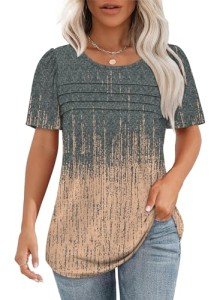 Tie Dye Short Sleeve Casual Blouse for Curvy Women