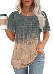 Tie Dye Short Sleeve Casual Blouse for Curvy Women