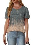 Tie Dye Short Sleeve Casual Blouse for Curvy Women