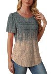 Tie Dye Short Sleeve Casual Blouse for Curvy Women