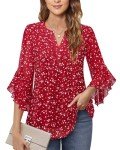 Chic 3/4 Sleeve Red Blouse for Women