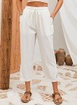 Lightweight Casual Linen Beach Capri Pants for Women