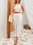 Lightweight Casual Linen Beach Capri Pants for Women