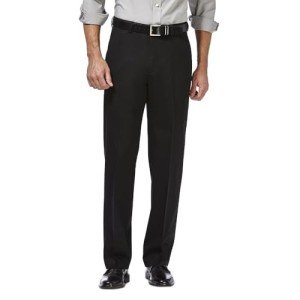Haggar Men's No Iron Khaki Expandable Waist Pants