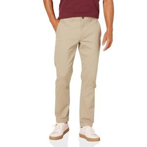 Slim-Fit Stretch Chino Pants for Men - Khaki