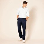 Men's Classic-Fit Expandable Waist Dress Pants - Navy