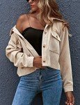 Gihuo Women's Cropped Corduroy Plaid Shacket