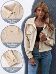 Gihuo Women's Cropped Corduroy Plaid Shacket