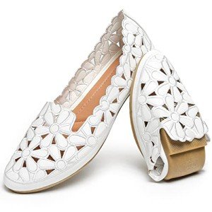 Floral Ballet Flats for Women - Black & Beige