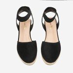 DREAM PAIRS Women's Black Wedge Espadrille Sandals