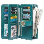 RFID Blocking Leather Wallet for Women - Large Capacity